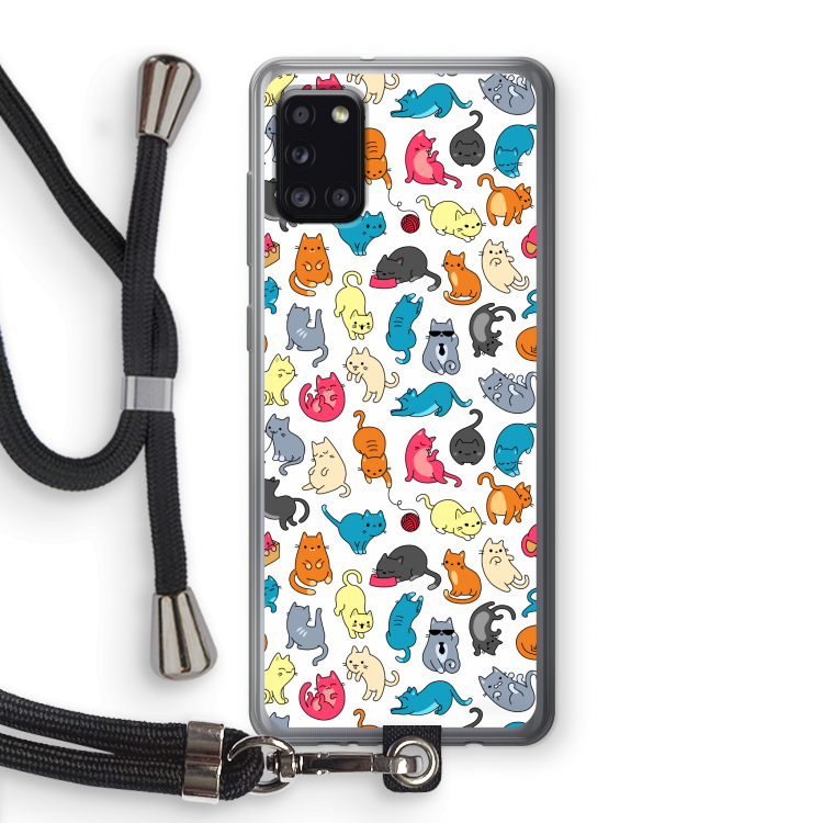 Kleurrijke katten: Samsung Galaxy A31 Transparant Hoesje met koord