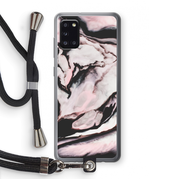 Roze stroom: Samsung Galaxy A31 Transparant Hoesje met koord