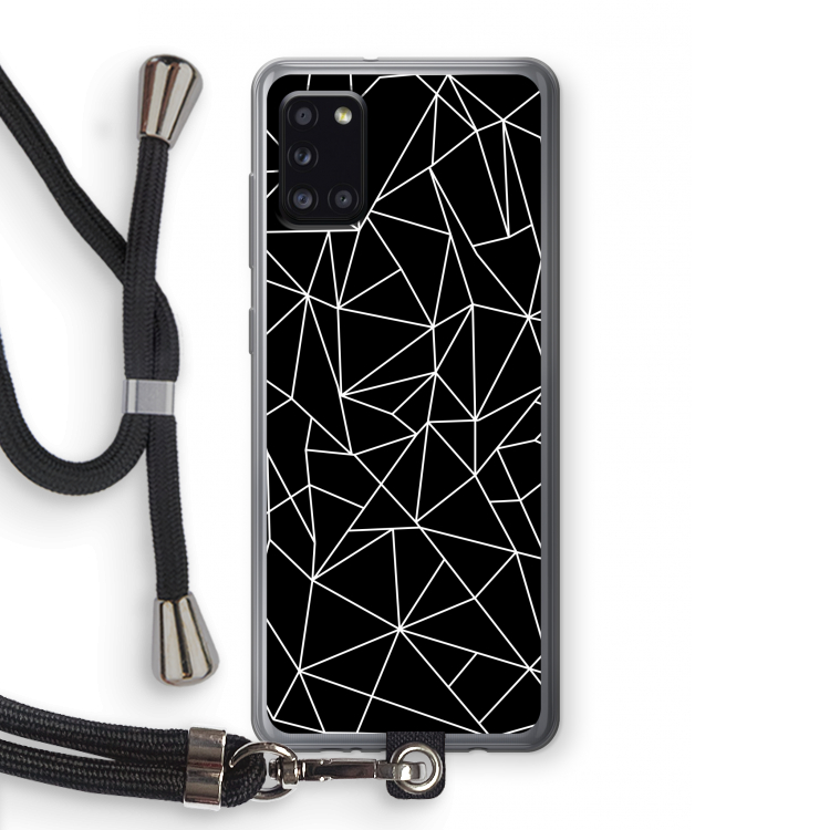 Geometrische lijnen wit: Samsung Galaxy A31 Transparant Hoesje met koord