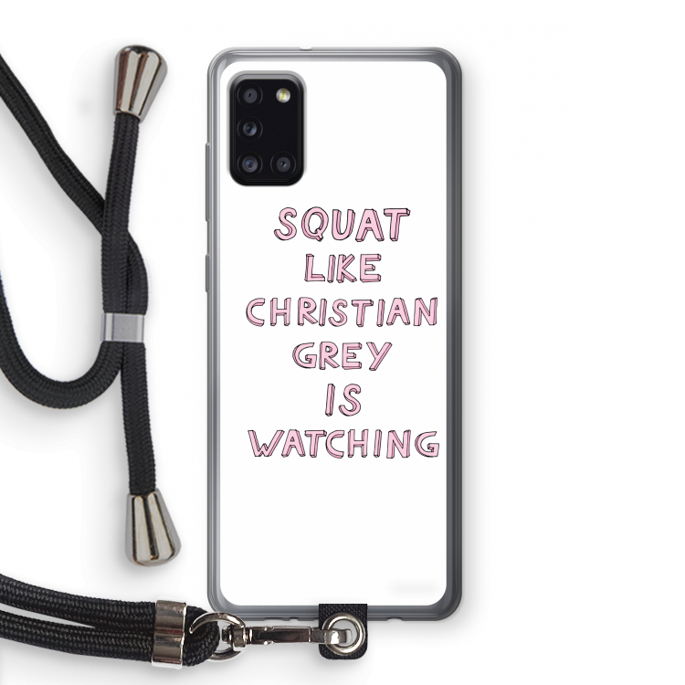 Christian Grey: Samsung Galaxy A31 Transparant Hoesje met koord