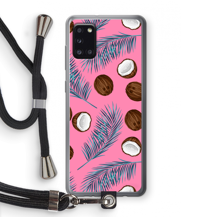 Kokosnoot roze: Samsung Galaxy A31 Transparant Hoesje met koord