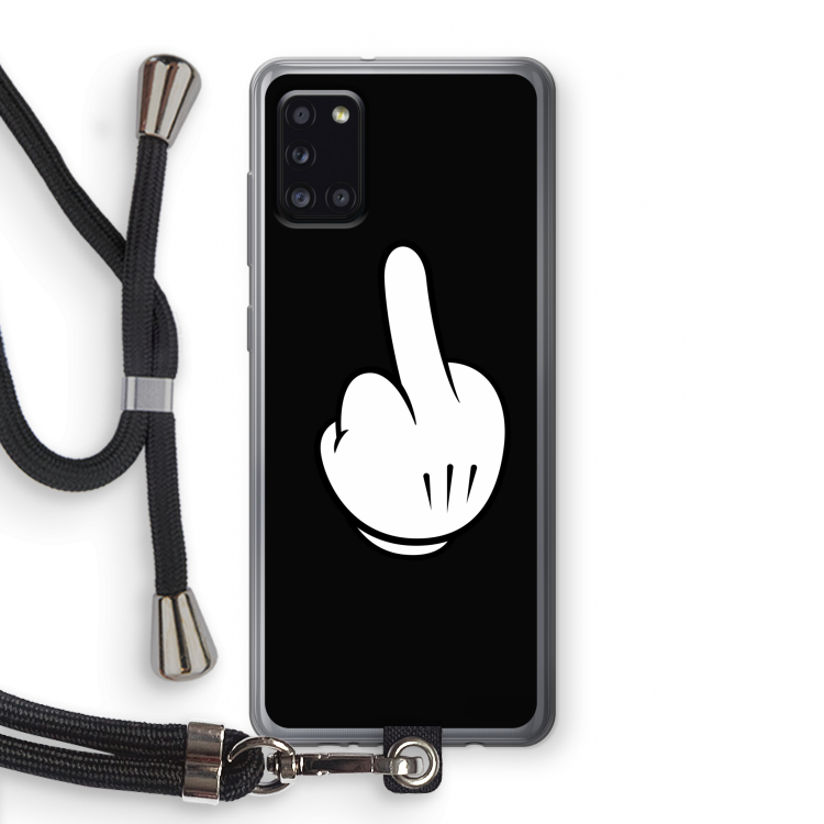 Middle finger black: Samsung Galaxy A31 Transparant Hoesje met koord