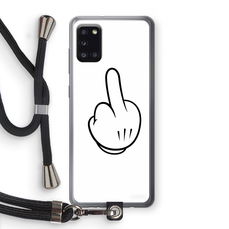 Middle finger white: Samsung Galaxy A31 Transparant Hoesje met koord