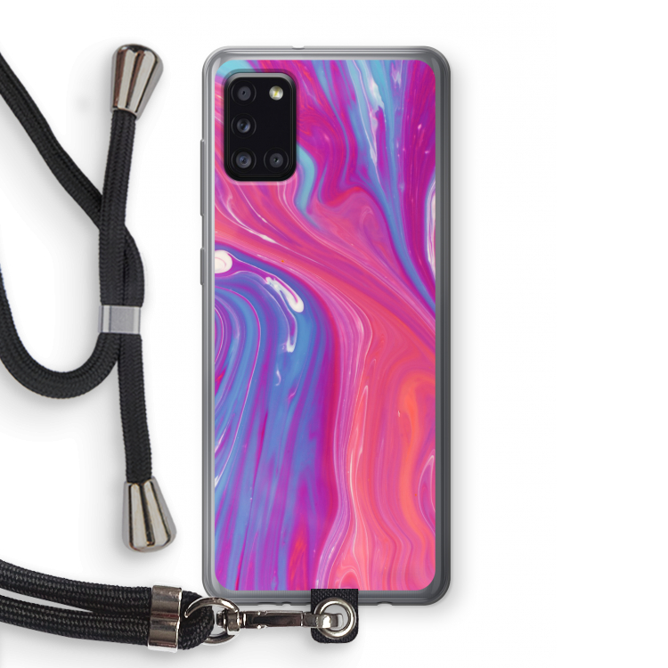 Paarse stroom: Samsung Galaxy A31 Transparant Hoesje met koord