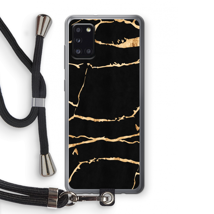 Gouden marmer: Samsung Galaxy A31 Transparant Hoesje met koord