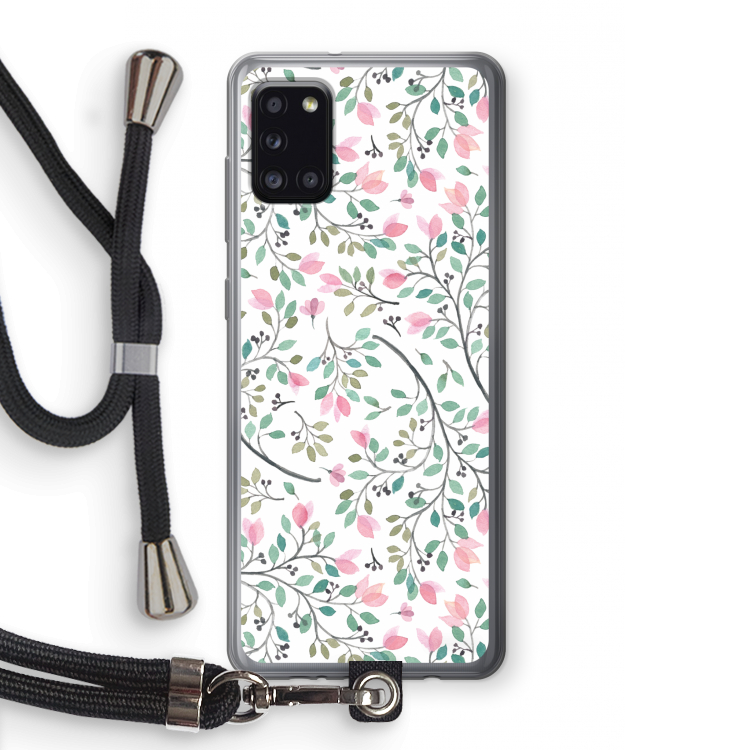 Sierlijke bloemen: Samsung Galaxy A31 Transparant Hoesje met koord