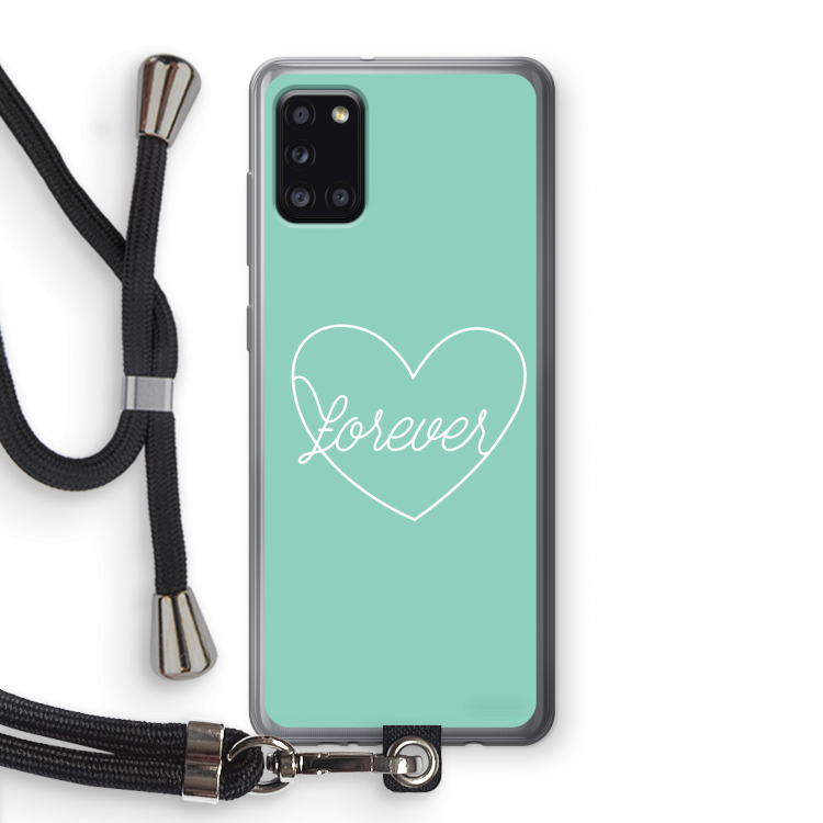 Forever heart pastel: Samsung Galaxy A31 Transparant Hoesje met koord