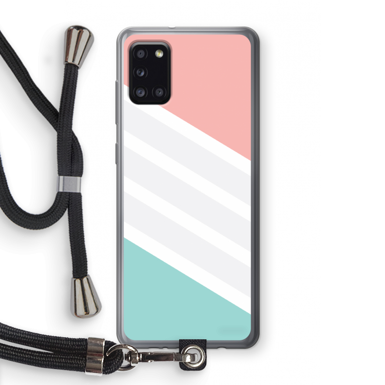 Strepen pastel: Samsung Galaxy A31 Transparant Hoesje met koord