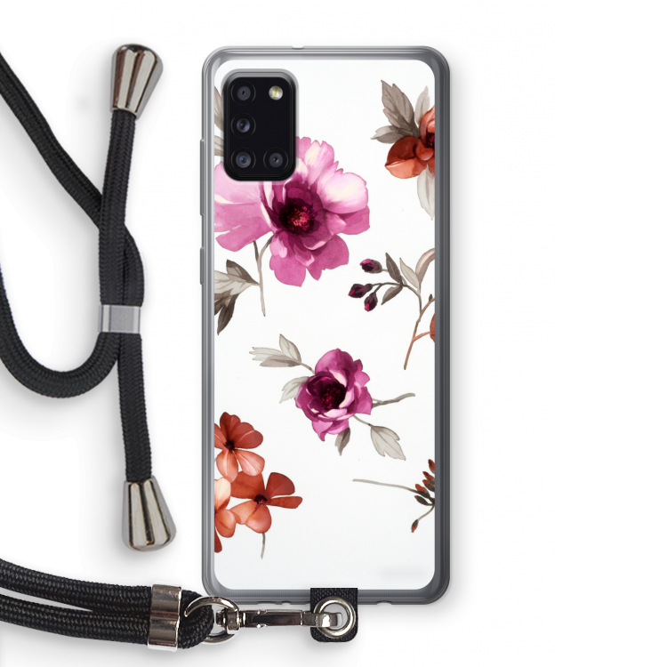 Geschilderde bloemen: Samsung Galaxy A31 Transparant Hoesje met koord
