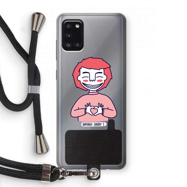 Hartje: Samsung Galaxy A31 Transparant Hoesje met koord