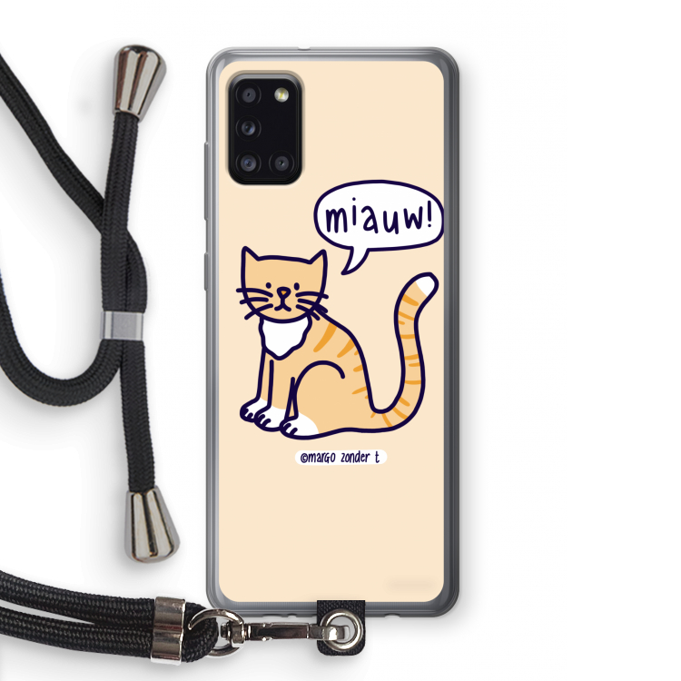 Miauw: Samsung Galaxy A31 Transparant Hoesje met koord