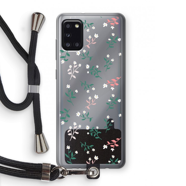 Small white flowers: Samsung Galaxy A31 Transparant Hoesje met koord