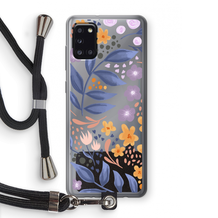 Flowers with blue leaves: Samsung Galaxy A31 Transparant Hoesje met koord