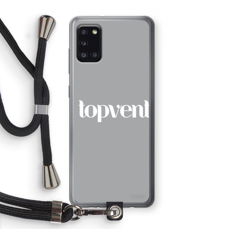 Topvent Grijs Wit: Samsung Galaxy A31 Transparant Hoesje met koord