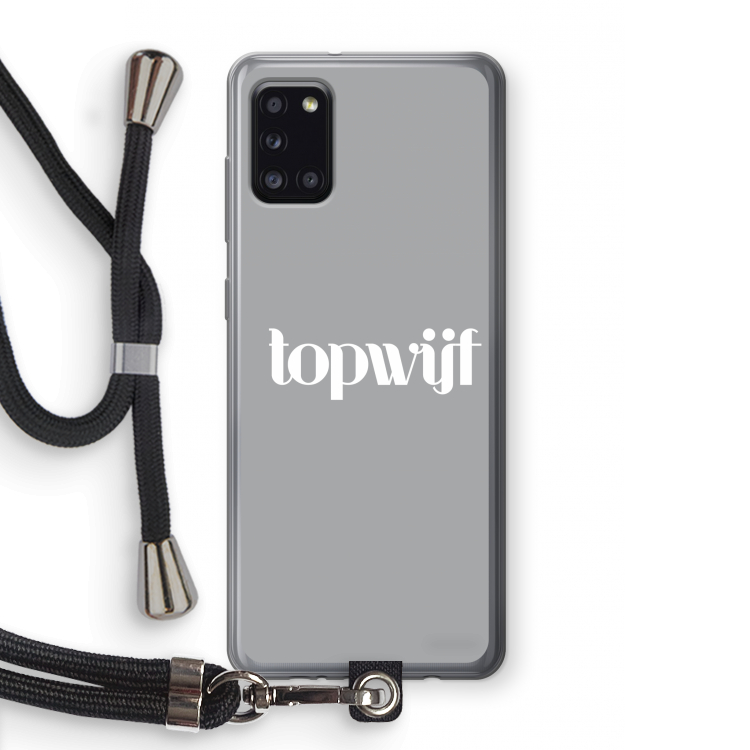 Topwijf Grijs Wit: Samsung Galaxy A31 Transparant Hoesje met koord