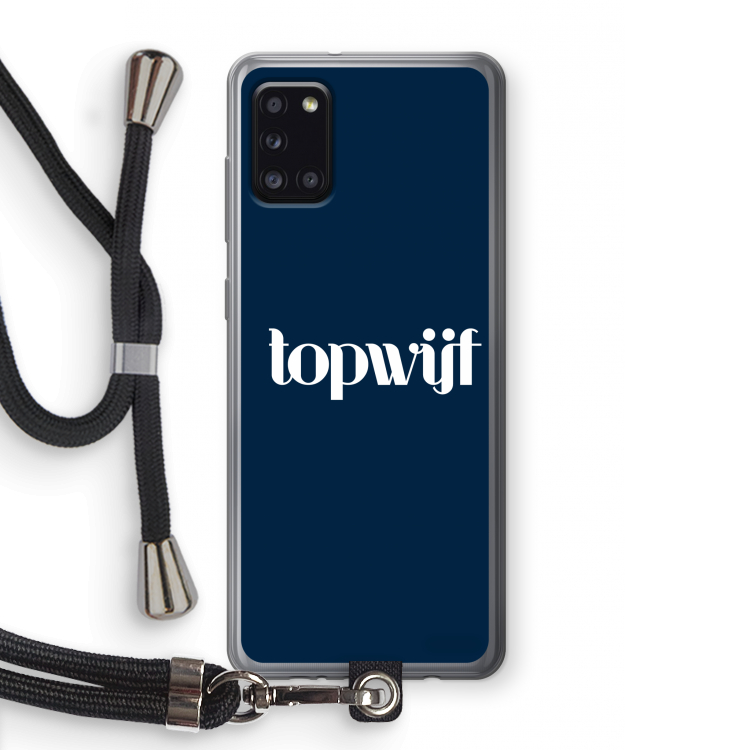 Topwijf Navy: Samsung Galaxy A31 Transparant Hoesje met koord