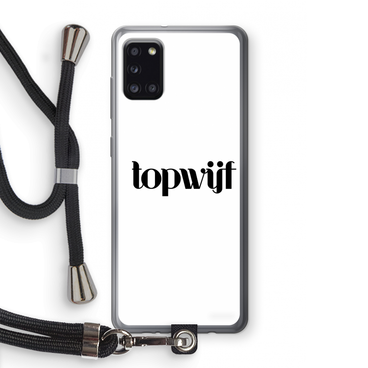 Topwijf Wit: Samsung Galaxy A31 Transparant Hoesje met koord