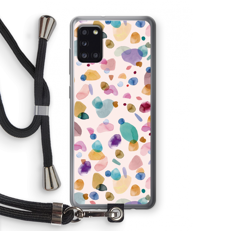 Terrazzo Memphis Pink: Samsung Galaxy A31 Transparant Hoesje met koord