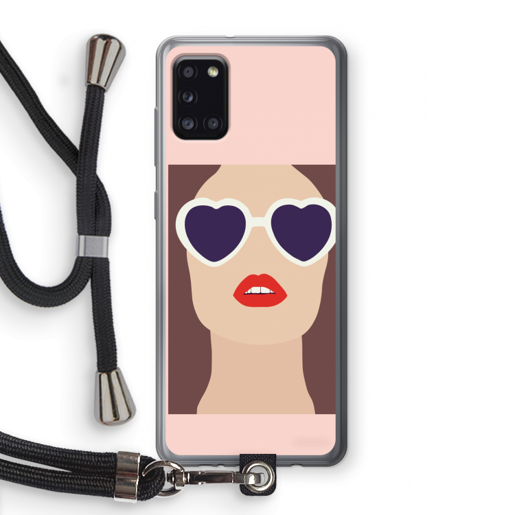 Red lips: Samsung Galaxy A31 Transparant Hoesje met koord