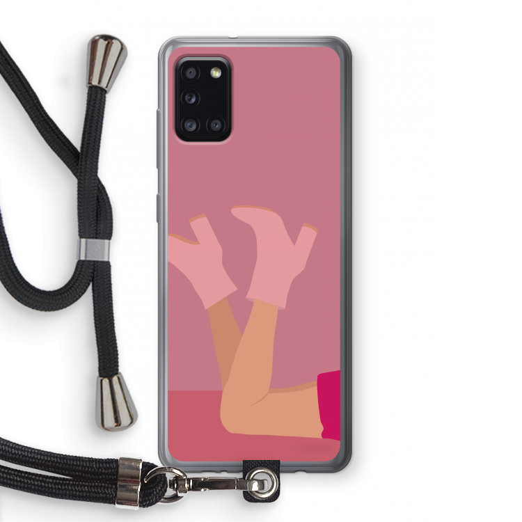Pink boots: Samsung Galaxy A31 Transparant Hoesje met koord