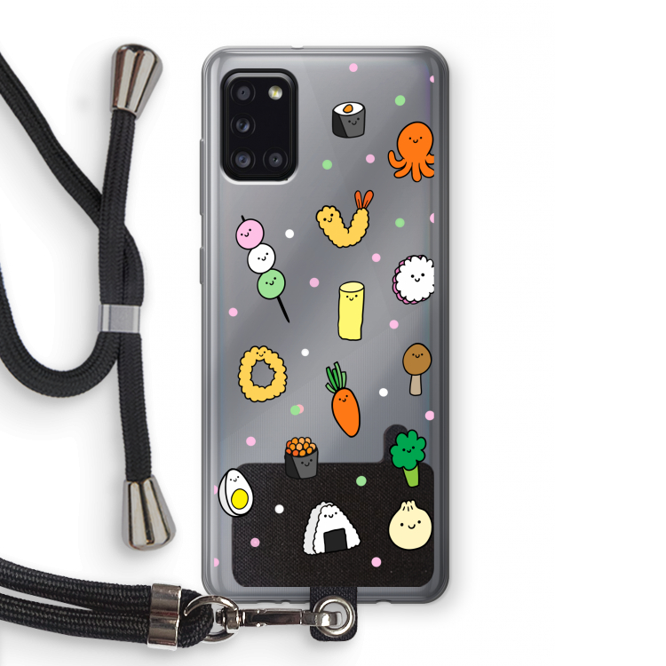 Happy bento friends: Samsung Galaxy A31 Transparant Hoesje met koord