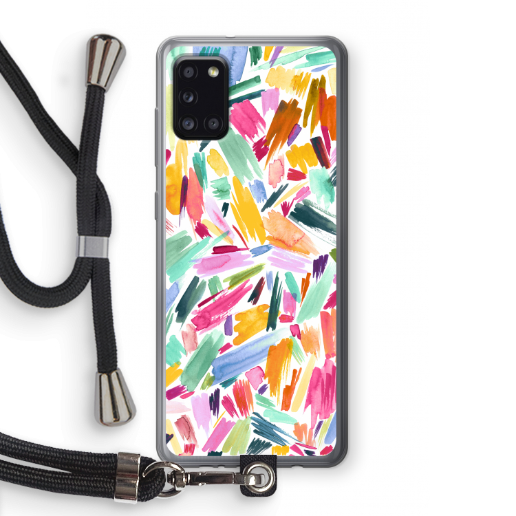 Watercolor Brushstrokes: Samsung Galaxy A31 Transparant Hoesje met koord