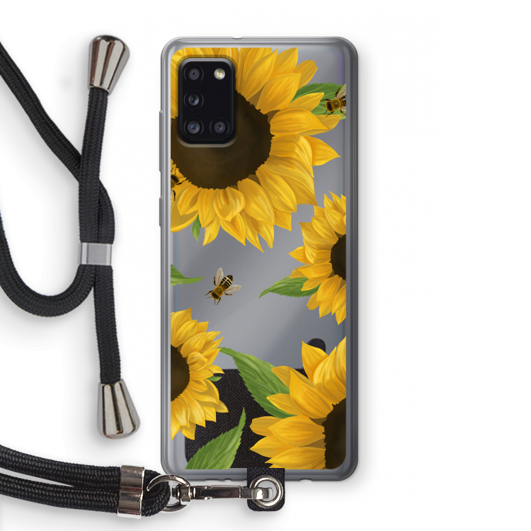 Sunflower and bees: Samsung Galaxy A31 Transparant Hoesje met koord