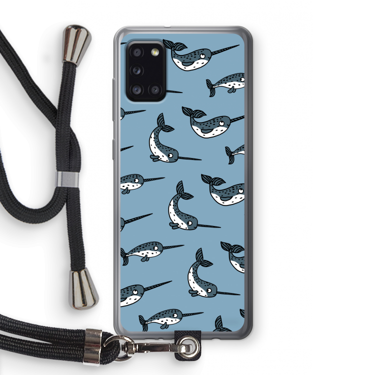Narwhal: Samsung Galaxy A31 Transparant Hoesje met koord