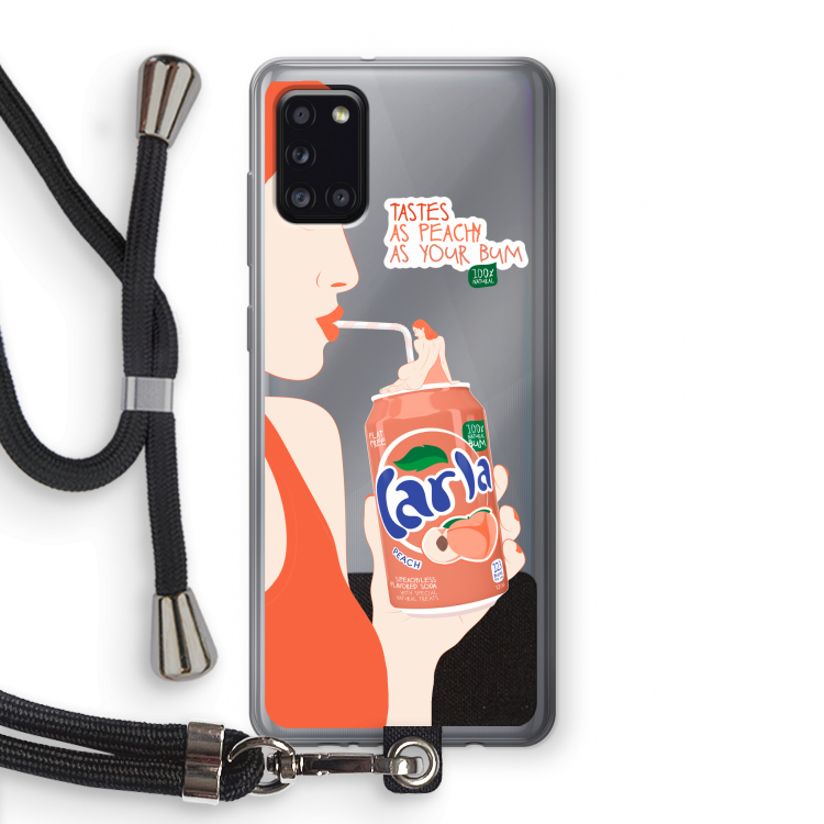Peach please!: Samsung Galaxy A31 Transparant Hoesje met koord