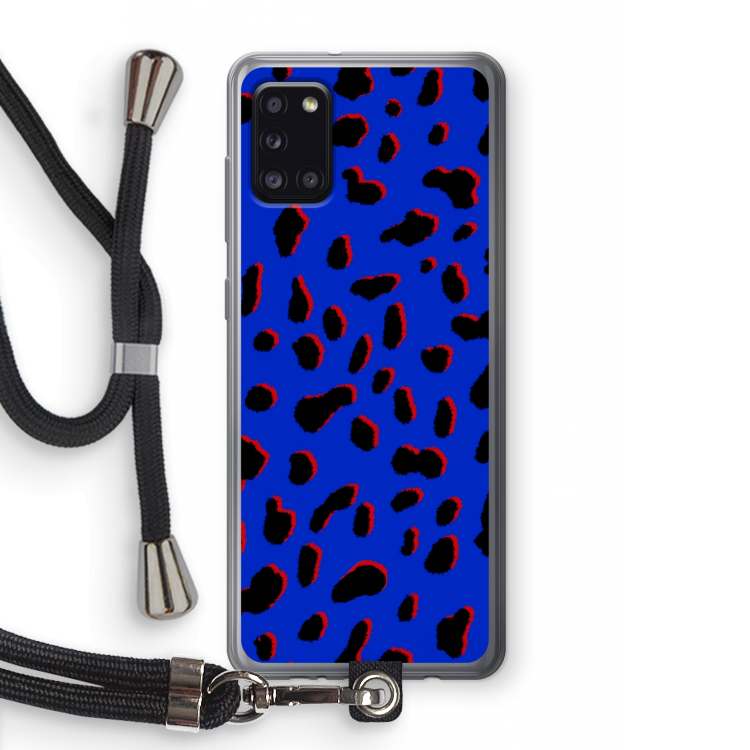 Blue Leopard: Samsung Galaxy A31 Transparant Hoesje met koord