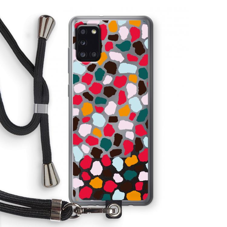 Colored Giraffe: Samsung Galaxy A31 Transparant Hoesje met koord