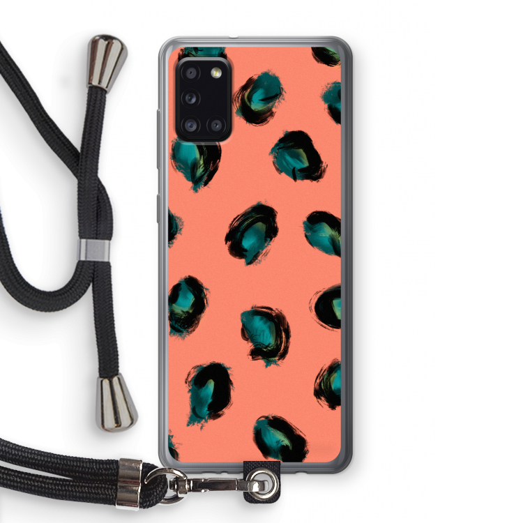 Pink Cheetah: Samsung Galaxy A31 Transparant Hoesje met koord