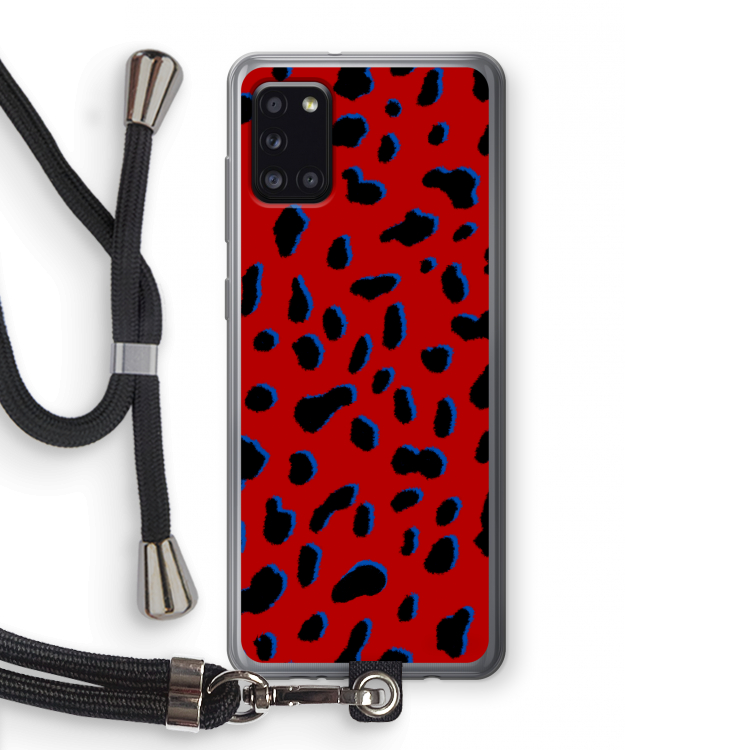 Red Leopard: Samsung Galaxy A31 Transparant Hoesje met koord