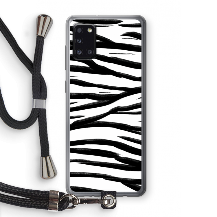 Zebra pattern: Samsung Galaxy A31 Transparant Hoesje met koord