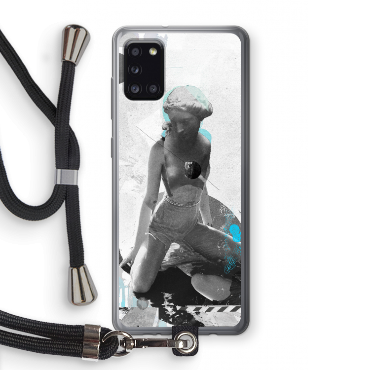 I will not feel a thing: Samsung Galaxy A31 Transparant Hoesje met koord