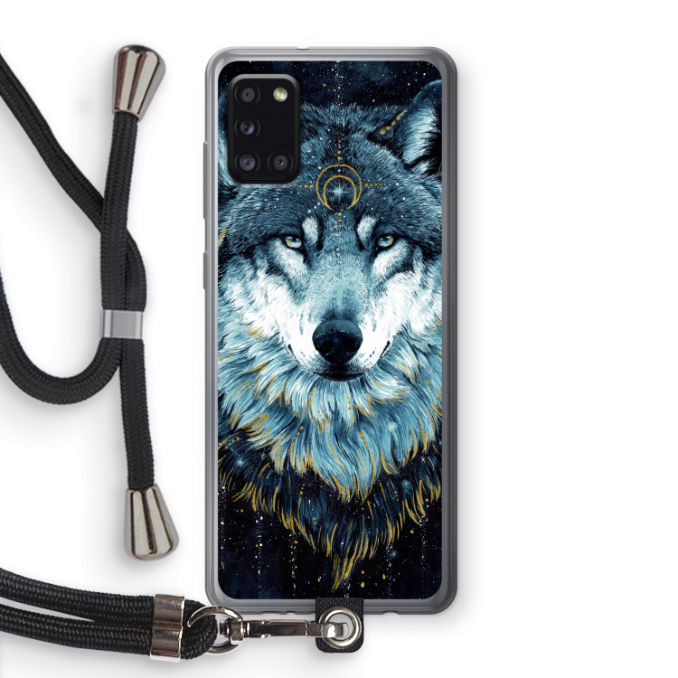 Darkness Wolf: Samsung Galaxy A31 Transparant Hoesje met koord