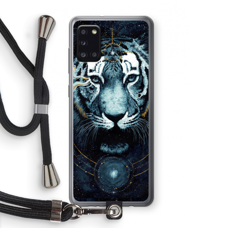 Darkness Tiger: Samsung Galaxy A31 Transparant Hoesje met koord