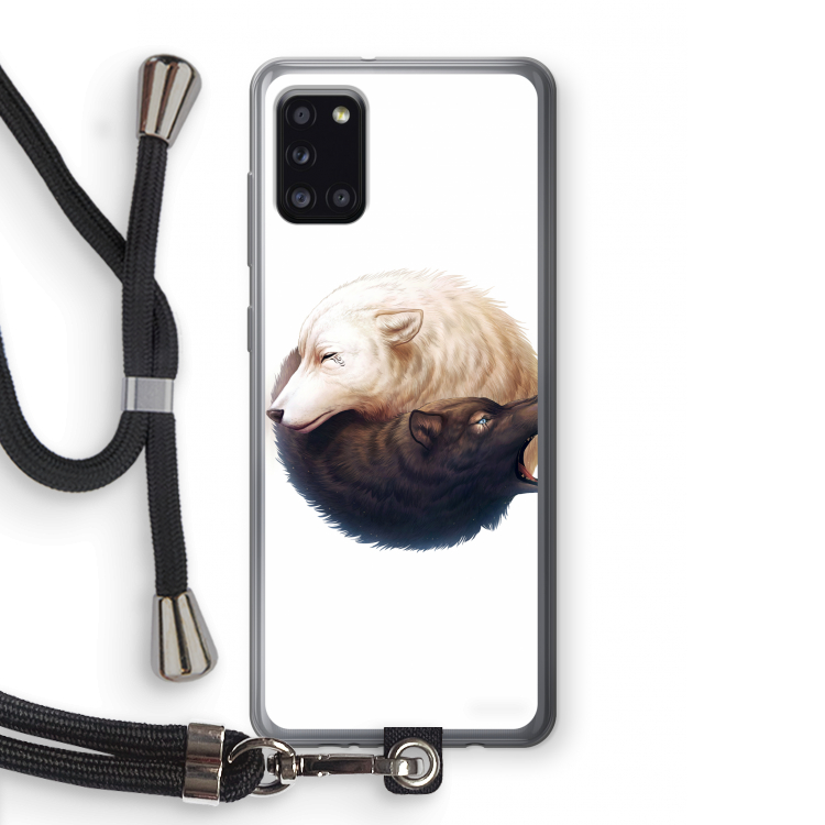 Yin Yang Wolves: Samsung Galaxy A31 Transparant Hoesje met koord