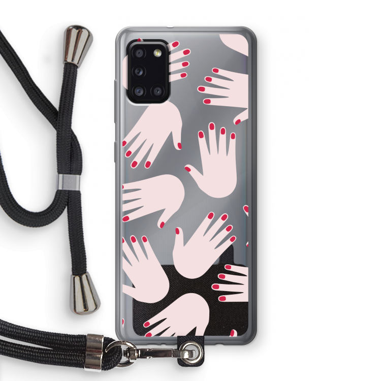 Hands pink: Samsung Galaxy A31 Transparant Hoesje met koord
