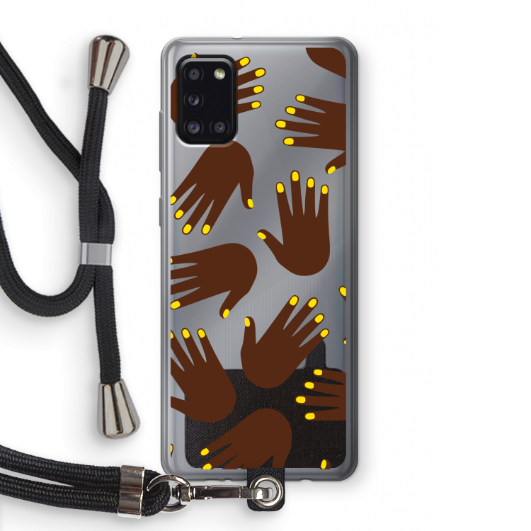 Hands dark: Samsung Galaxy A31 Transparant Hoesje met koord