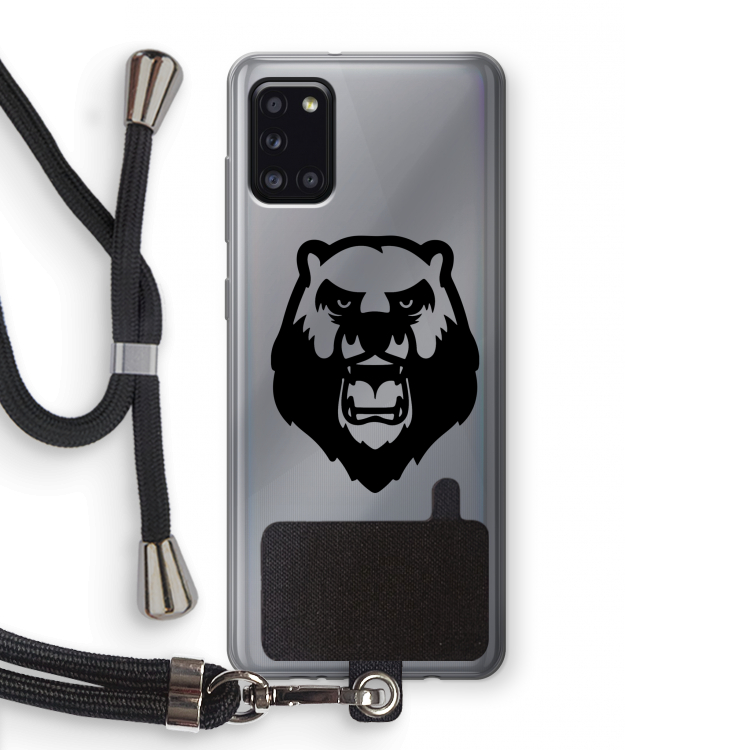 Angry Bear (black): Samsung Galaxy A31 Transparant Hoesje met koord