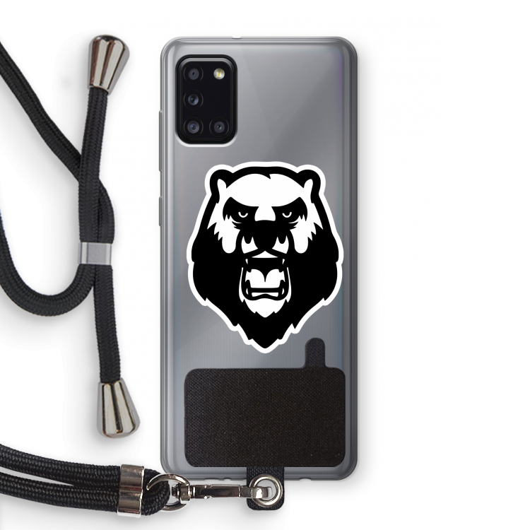 Angry Bear (white): Samsung Galaxy A31 Transparant Hoesje met koord