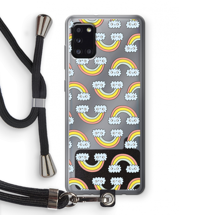 Regenboog: Samsung Galaxy A31 Transparant Hoesje met koord