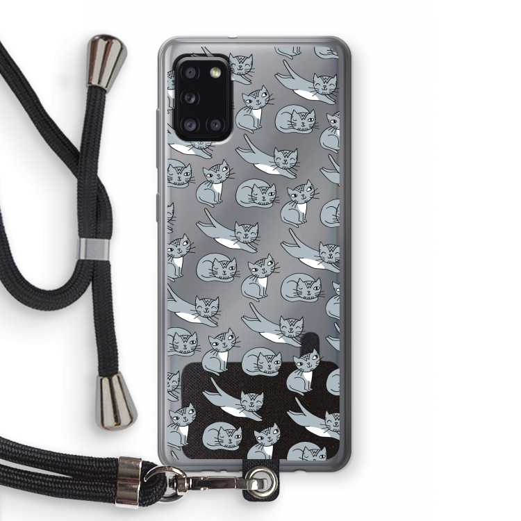 Poezen: Samsung Galaxy A31 Transparant Hoesje met koord