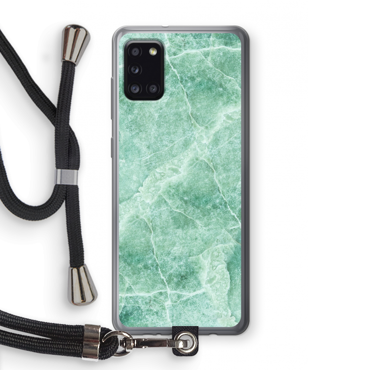 Groen marmer: Samsung Galaxy A31 Transparant Hoesje met koord