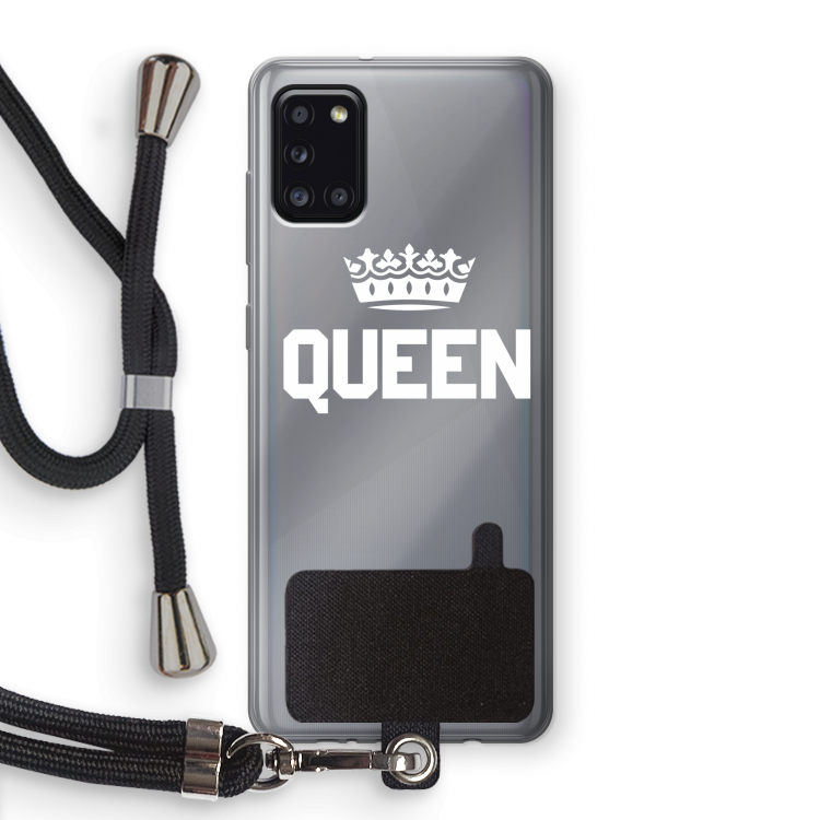 Queen zwart: Samsung Galaxy A31 Transparant Hoesje met koord