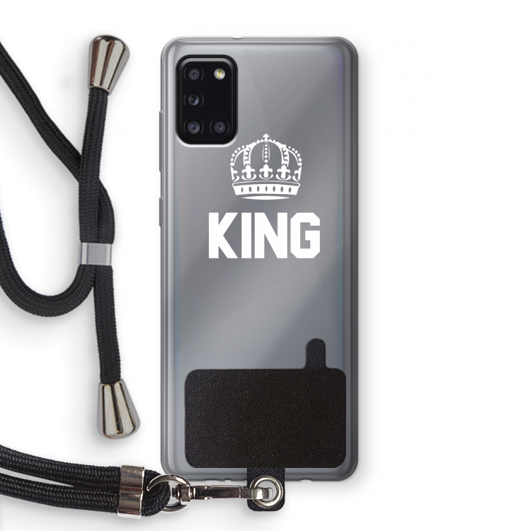King zwart: Samsung Galaxy A31 Transparant Hoesje met koord