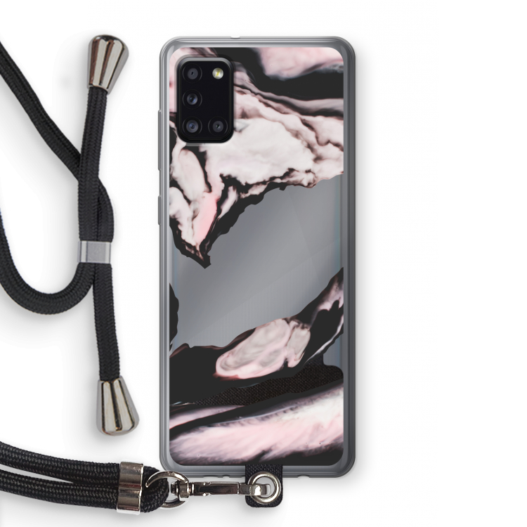 Roze stroom: Samsung Galaxy A31 Transparant Hoesje met koord