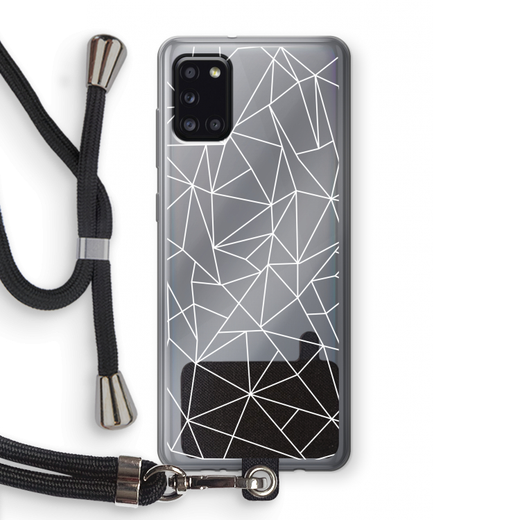 Geometrische lijnen wit: Samsung Galaxy A31 Transparant Hoesje met koord