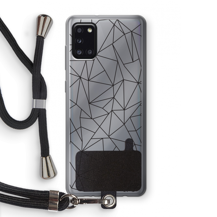 Geometrische lijnen zwart: Samsung Galaxy A31 Transparant Hoesje met koord